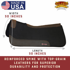 HILASON Western Wool Felt Horse Saddle Pad W/ Distressed Wear Leather Made in USA | for Horses