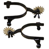 Hilason Black Steel Men Spurs Nickel Plt. Rowels by Hilason – Cowboy and equestrian accessories