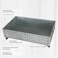 Galvanized Boot Tray on Wheels