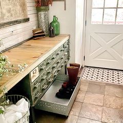 Galvanized Boot Tray on Wheels