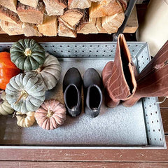 Galvanized Boot Tray on Wheels
