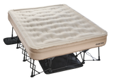 Beige inflatable mattress on a black metal frame with 'OAKTIV' branding.