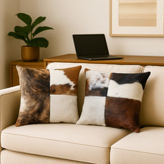 Genuine Cowhide Patchwork Pillow