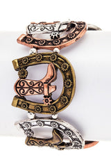 Cowboy Boots Horseshoe Stretch Bracelet Turquoise Accents by Jade Icarus