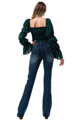 Grace in LA Women's Western 3D Aztec Mid Rise Bootcut Jeans