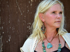 Leather Necklace with Genuine Natural Turquoise Pendant