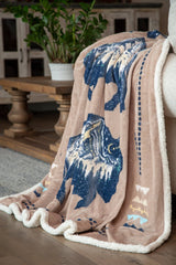 Three Buffalo Plush Sherpa Throw Blanket 54" × 68"