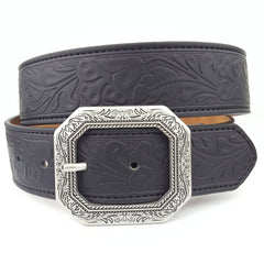 Western Floral Etched Buckle Belt