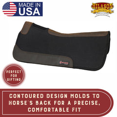 HILASON Western Wool Felt Horse Saddle Pad W/ Distressed Wear Leather Made in USA | for Horses