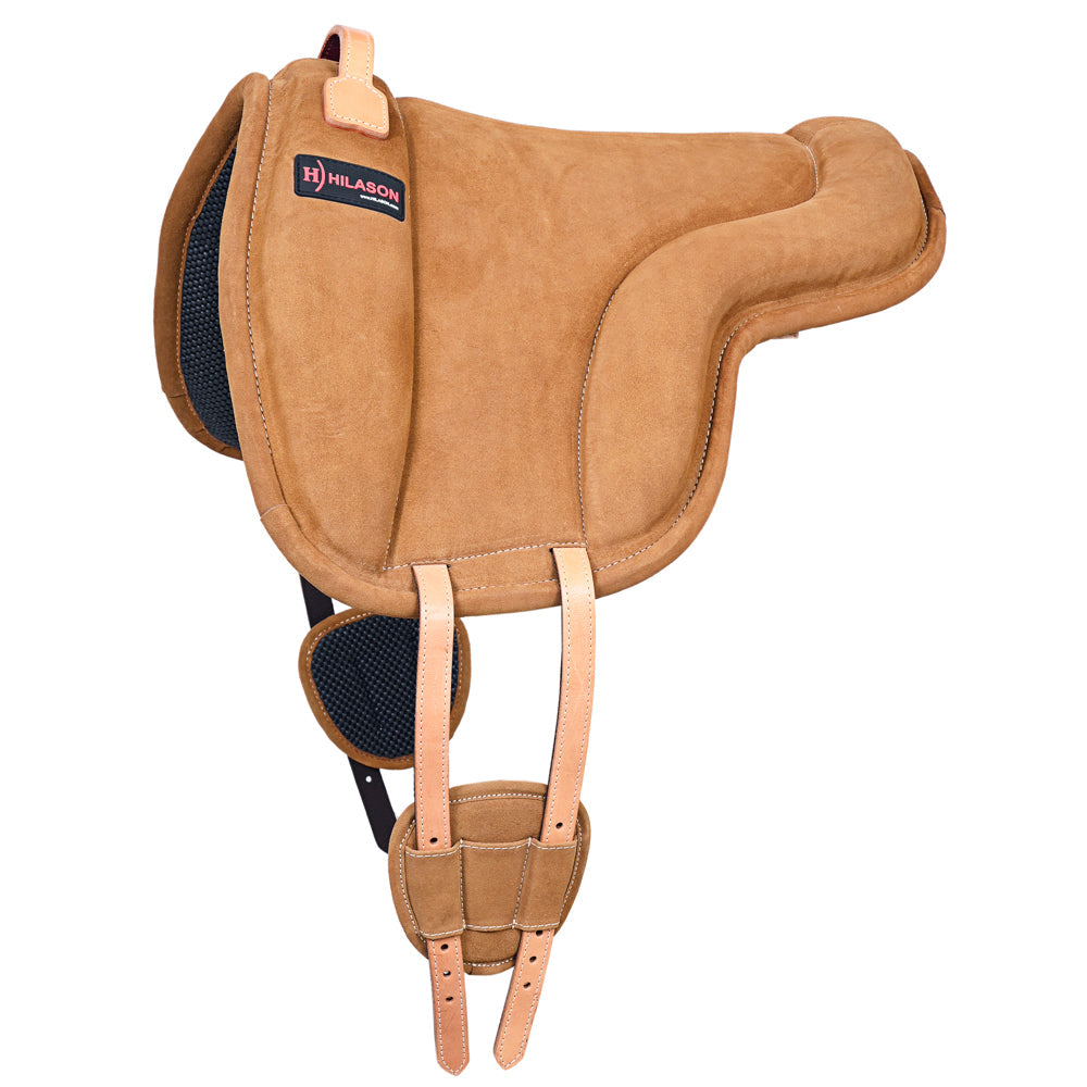 Hilason H. Bareback Saddle Pad Anti Slip Base Suede Leather Tan – by Hilason – Cowboy and equestrian accessories