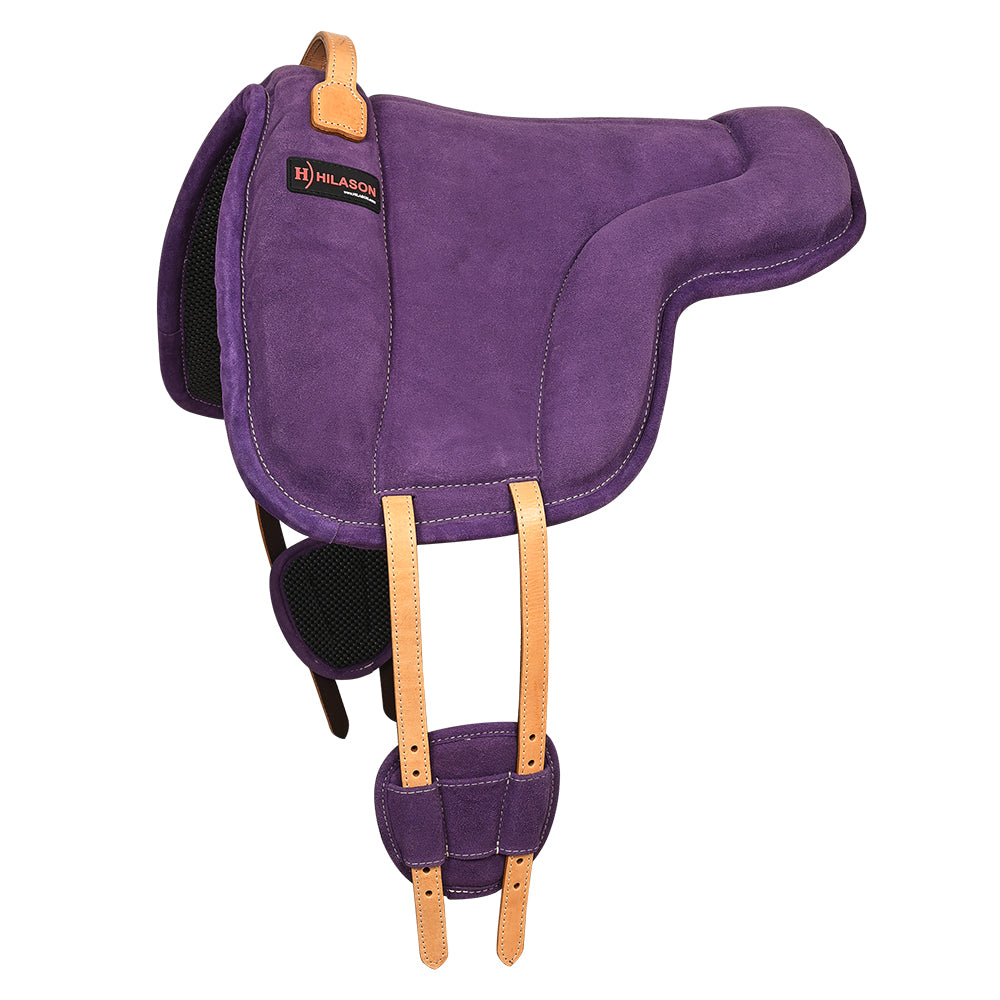 Hilason H. Bareback Saddle Pad Anti Slip Base Suede Leather Purple – by Hilason – Cowboy and equestrian accessories