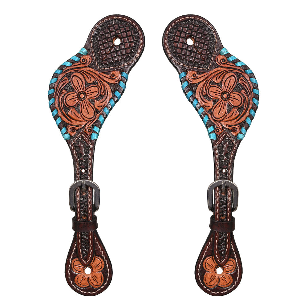 Hilason Leather Spur Strap W. Floral Dark Brown Hand Paint by Hilason – Cowboy and equestrian accessories