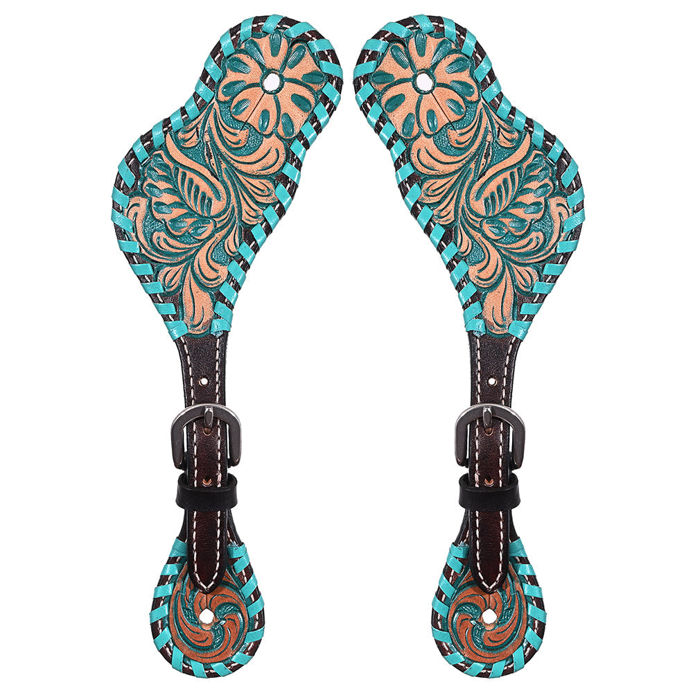 Hilason Leather Spur Strap W. Floral Dark Brown Hand Paint by Hilason – Cowboy and equestrian accessories