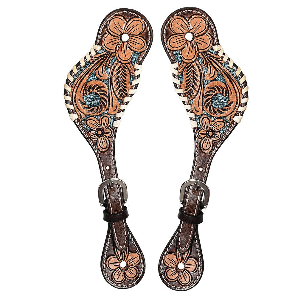 Hilason Leather Spur Strap W. Floral Dark Brown Hand Paint by Hilason – Cowboy and equestrian accessories