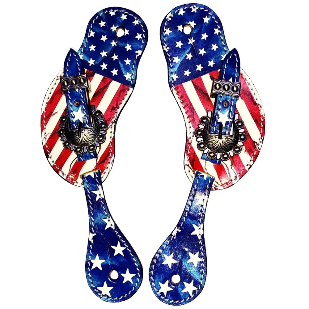 W. Leather Spur Straps Hilason Patriotic Us Flag by Hilason – Cowboy and equestrian accessories