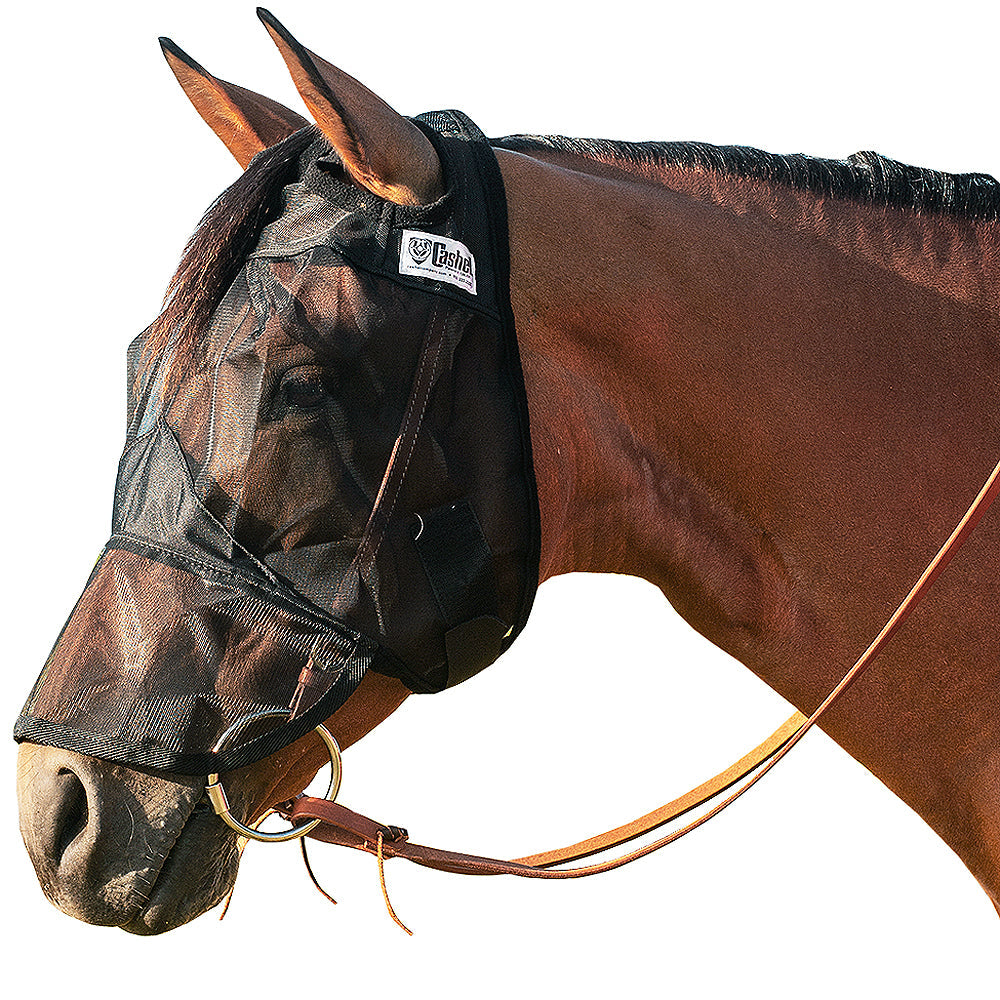 Cashel H. Quiet Ride Fly Mask Long Nose Arab Small Black by Hilason – Cowboy and equestrian accessories
