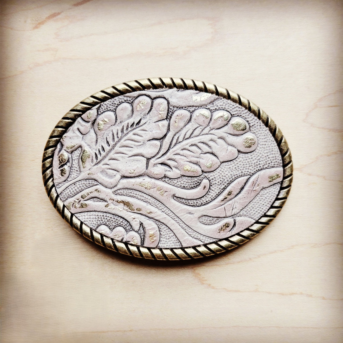 Rope Edge Gilded Cowboy Leather Belt Buckle