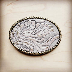 Rope Edge Gilded Cowboy Leather Belt Buckle