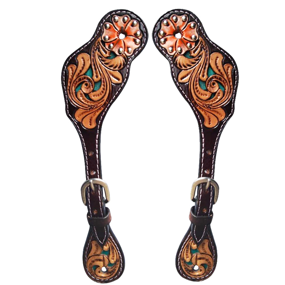Hilason Leather H. Riding Spur Strap W. Floral Hand Paint by Hilason – Cowboy and equestrian accessories