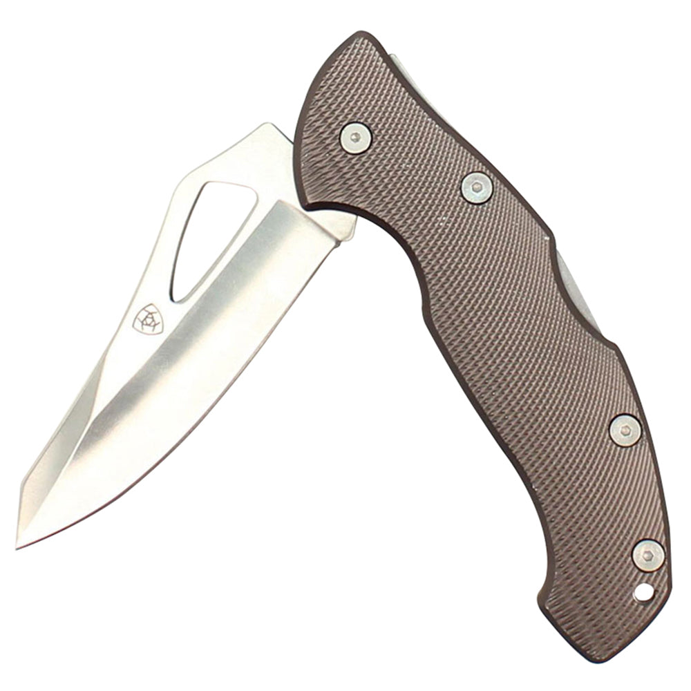 Large Ariat Folding Plain Blade Knife by Hilason – Cowboy and equestrian accessories