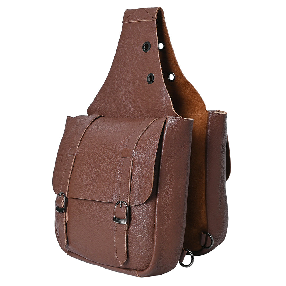 Hilason W. H. Trail Riding Heavy Duty Genuine Leather Saddle Bag Brown by Hilason – Cowboy and equestrian accessories
