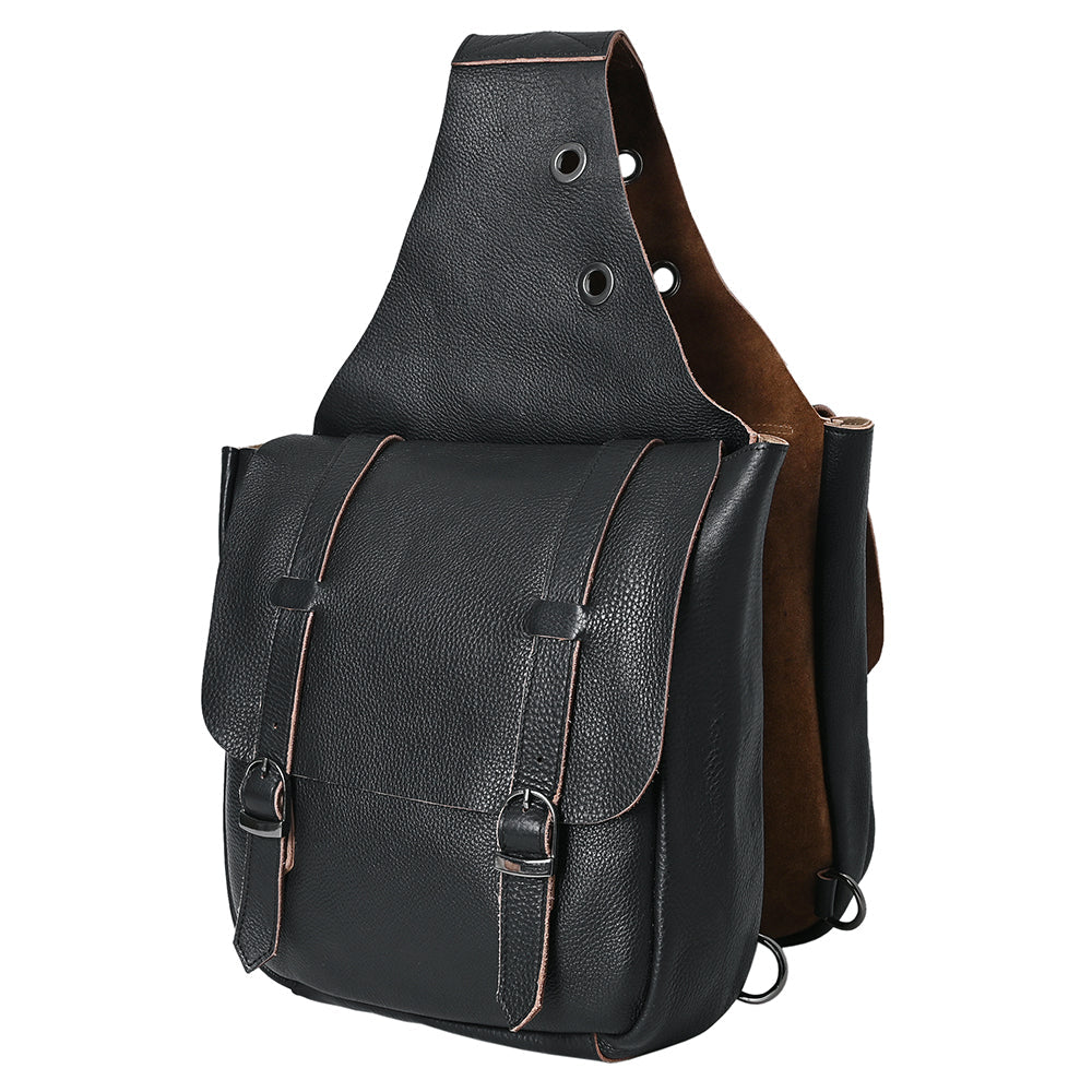 Hilason W. H. Trail Riding Heavy Duty Genuine Leather Saddle Bag Black by Hilason – Cowboy and equestrian accessories