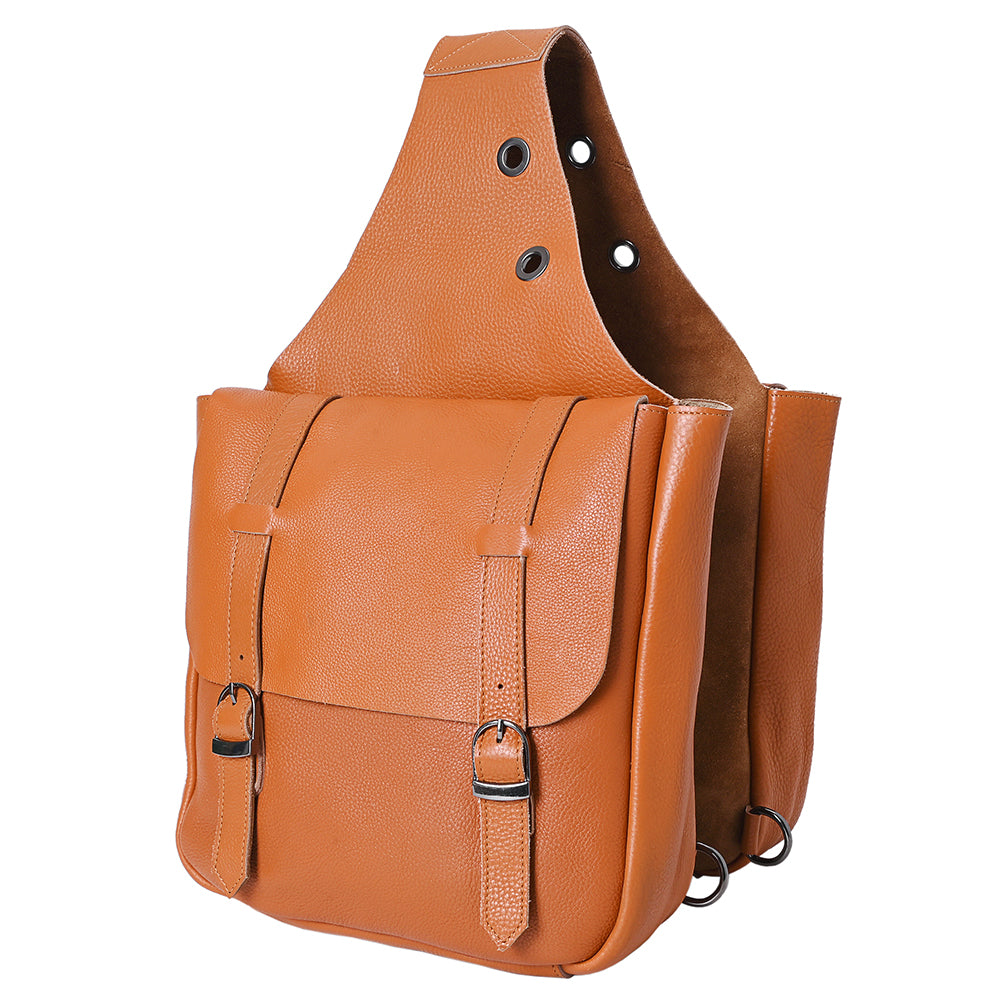 Hilason W. H. Trail Riding Heavy Duty Genuine Leather Saddle Bag Tan – by Hilason – Cowboy and equestrian accessories