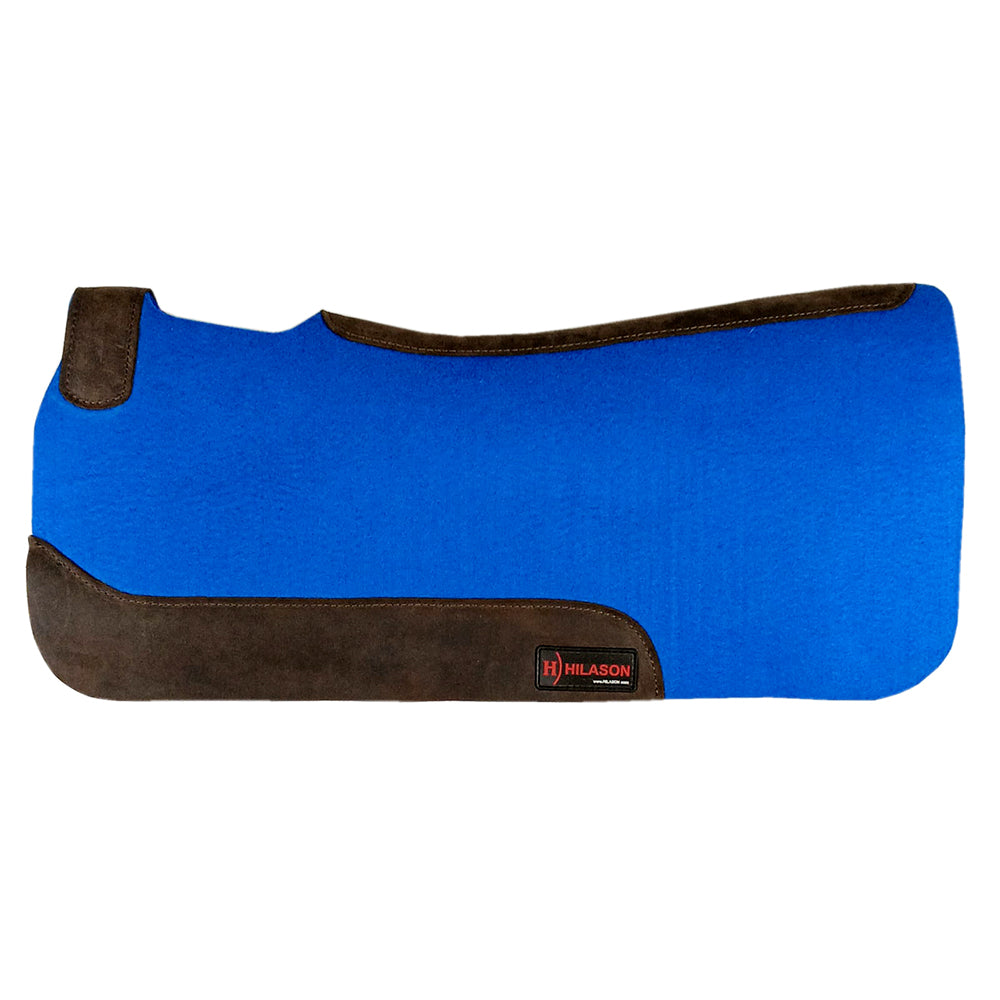 Hilason W. Wool Felt H. Saddle Pad W/ Leather Border- Royal Blue – by Hilason – Cowboy and equestrian accessories