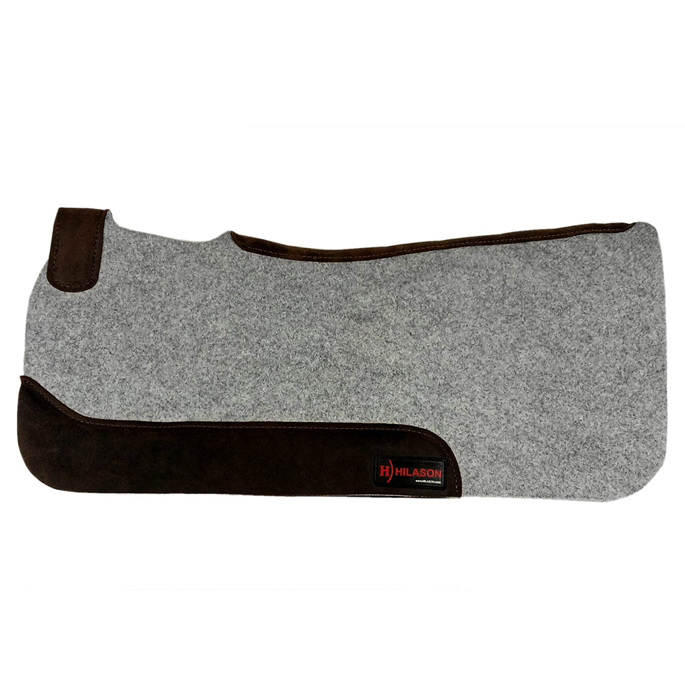 Hilason W. Wool Felt H. Saddle Pad W/ Leather Border- Grey by Hilason – Cowboy and equestrian accessories
