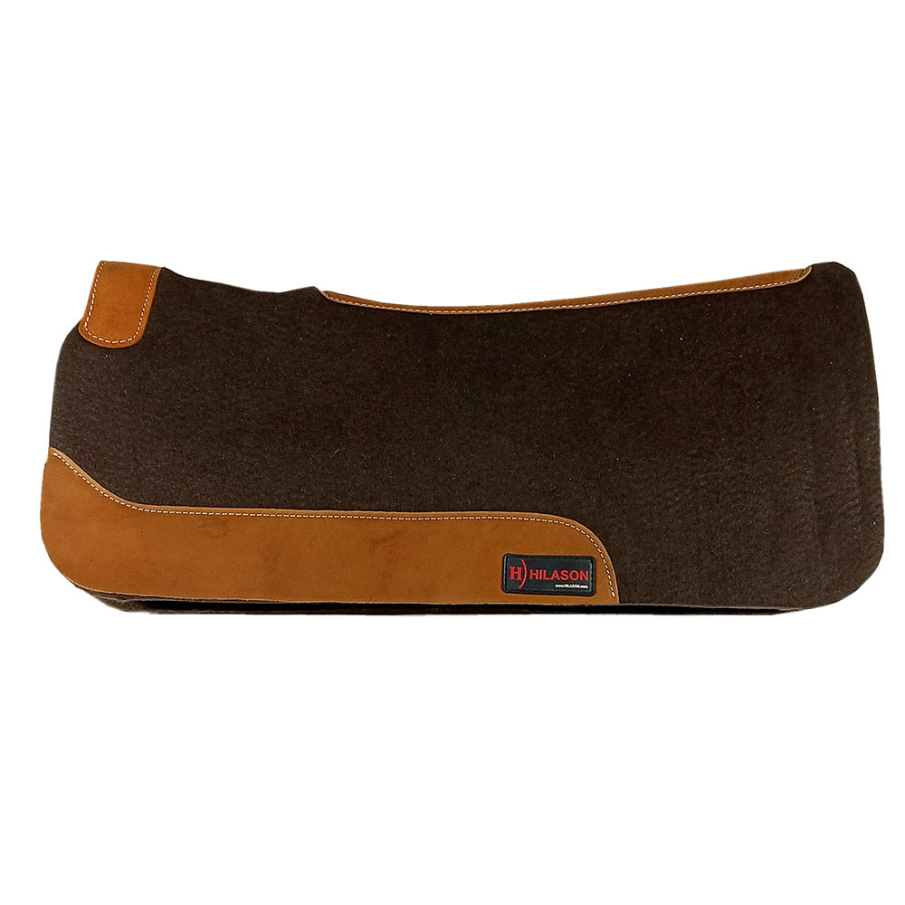 Hilason W. Wool Felt H. Saddle Pad W/ Leather Border- Brown by Hilason – Cowboy and equestrian accessories