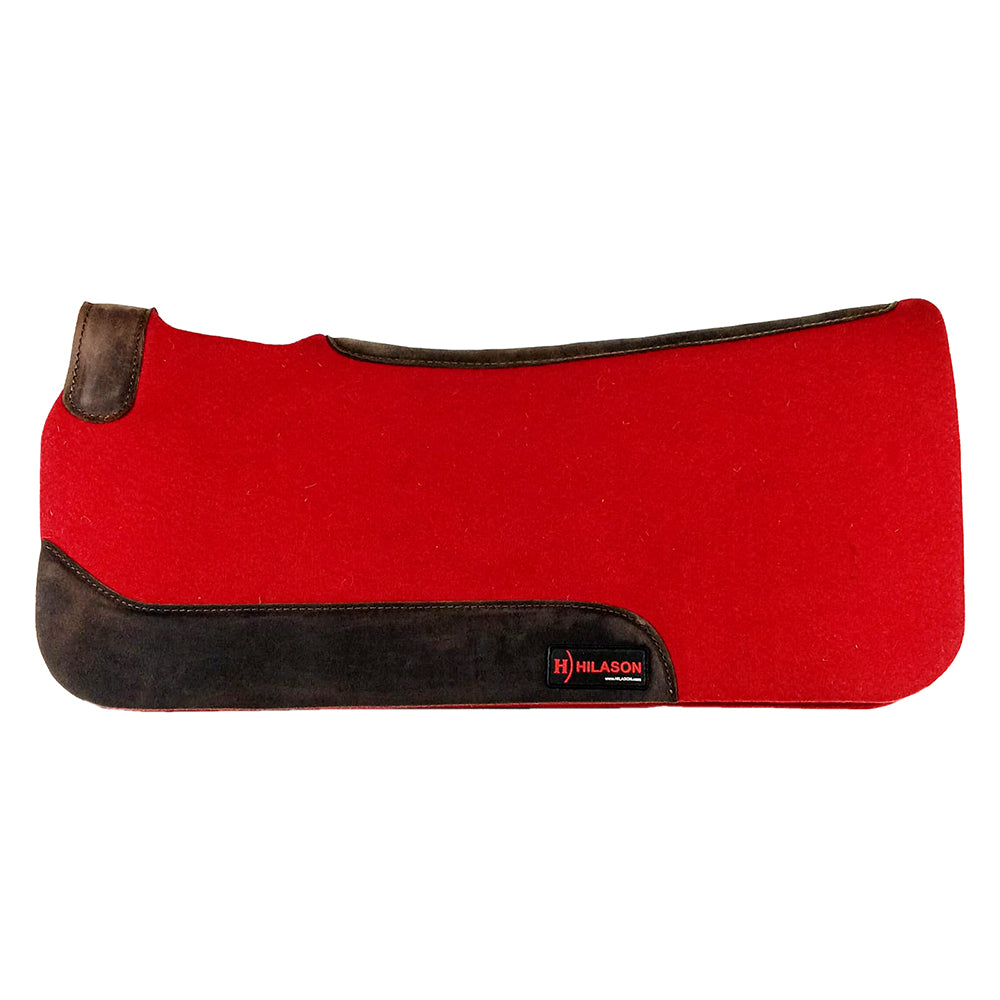 Hilason W. Wool Felt H. Saddle Pad W/ Leather Border- Red by Hilason – Cowboy and equestrian accessories