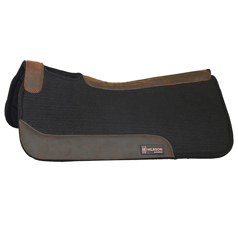 Hilason W. Wool Felt H. Saddle Pad W/ Leather Border by Hilason – Cowboy and equestrian accessories