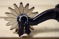 Hilason Black Steel Men Spurs Nickel Plated Rowels