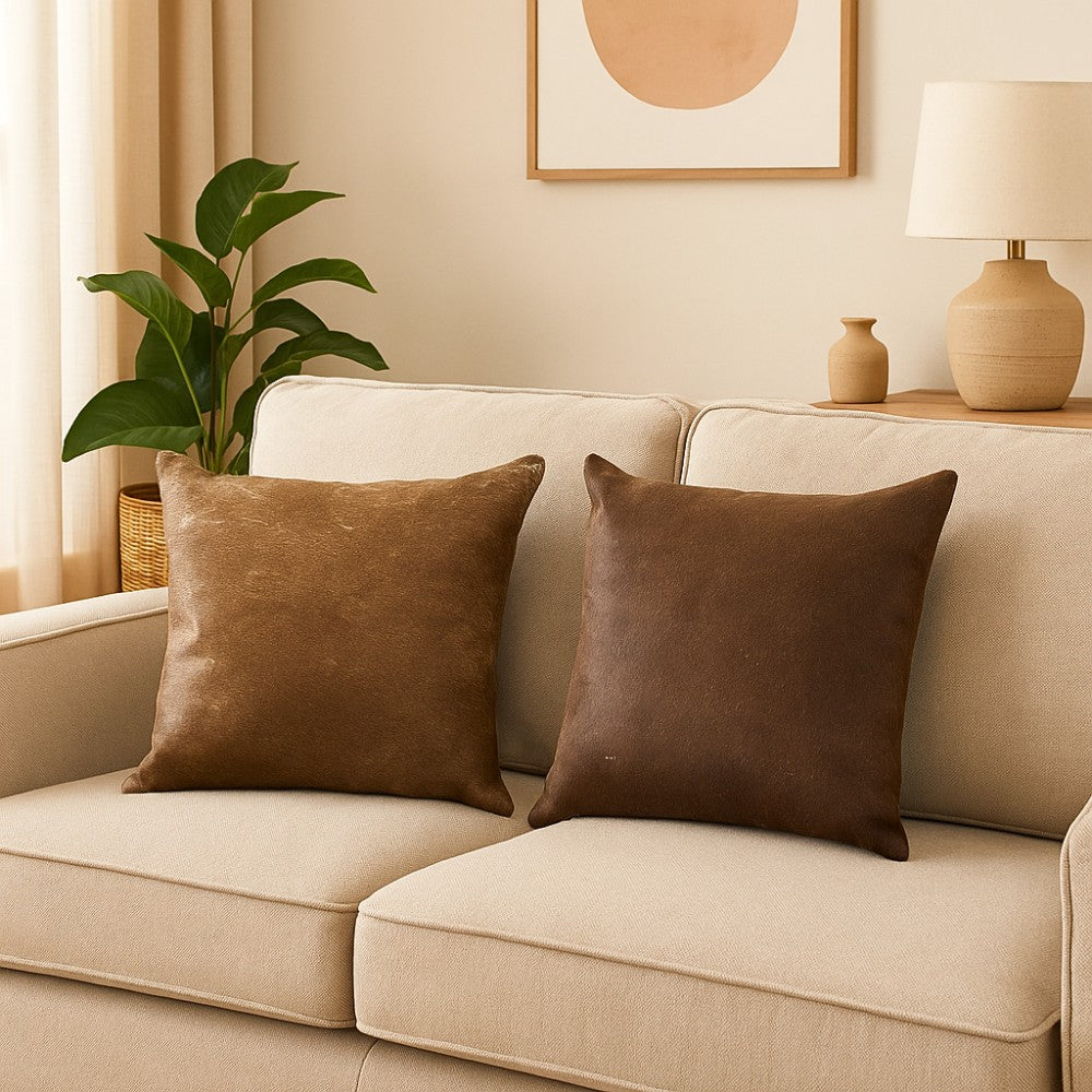 Cowhide & Leather Accent Pillow